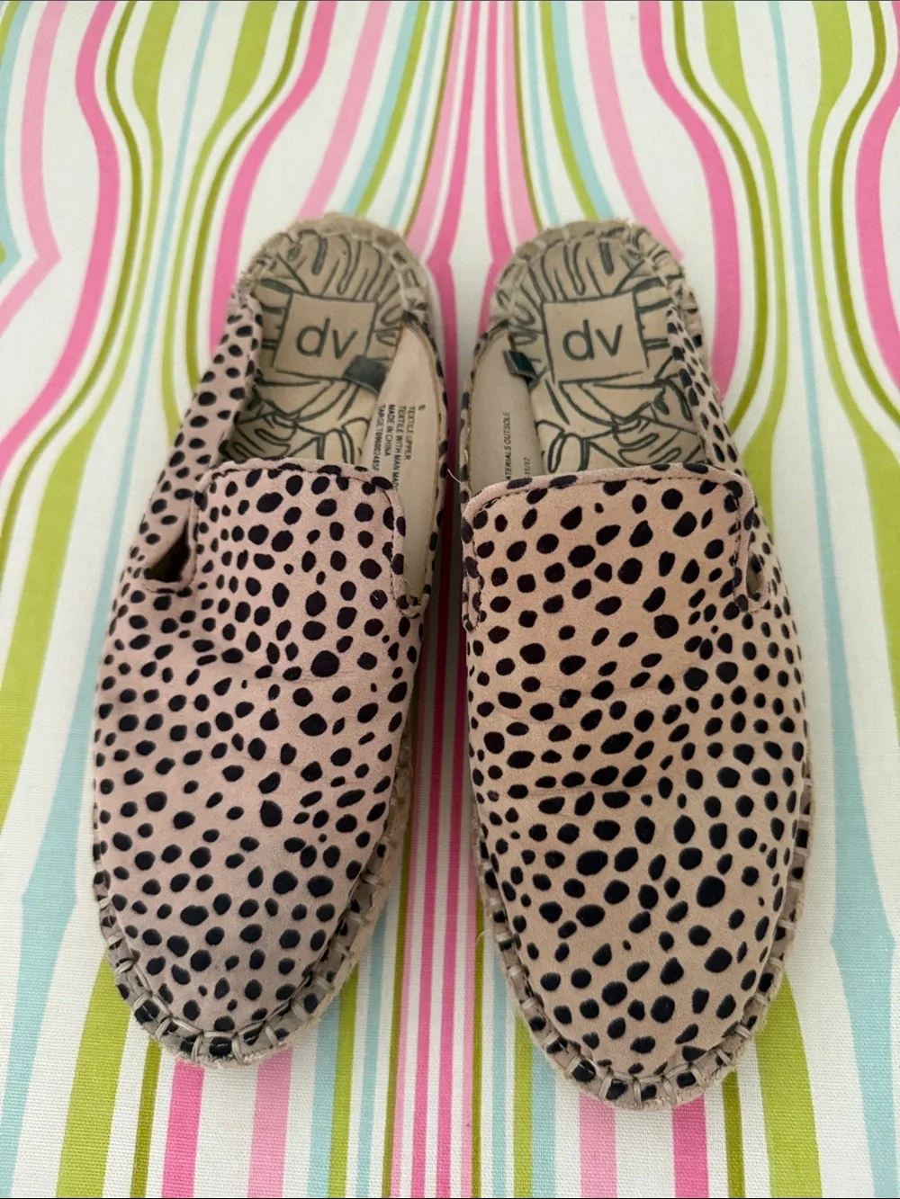 dv by Dolce Vita BrownTan  Leopard Espadrilles Print Mules, open side flats 8